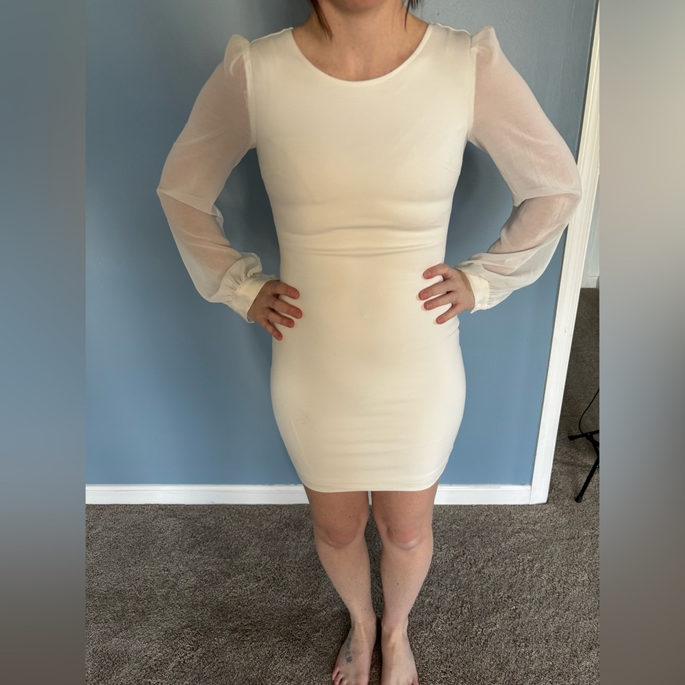 Long sleeve white dress
